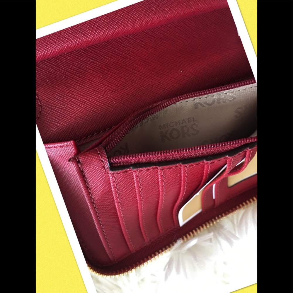 MICHEAL KORS WRISTLET MARRON LEATHER WALLET - Picture 5 of 6